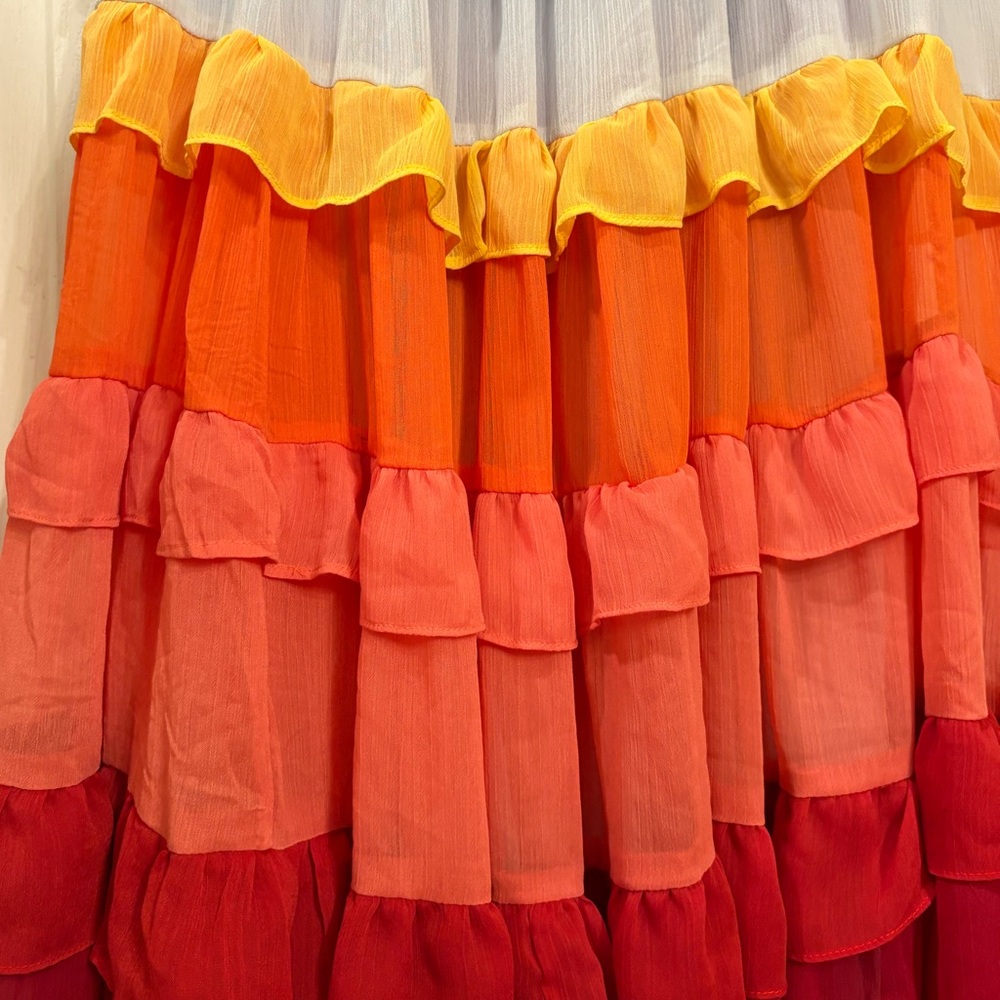 NWOT Storia Rainbow Tiered Ruffled Midi Dress Women’s Small - Picture 9 of 13